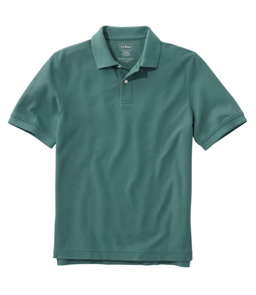 Men s Premium Double L Polo Banded Short Sleeve Without Pocket Juniper Large Cotton L.L.Bean