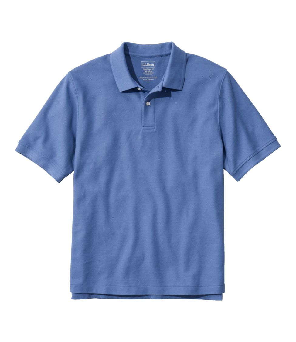Men's Premium Double L Polo Banded, Short-Sleeve Without Pocket Atlantic Blue Large, Cotton | L.L.Bean, Regular
