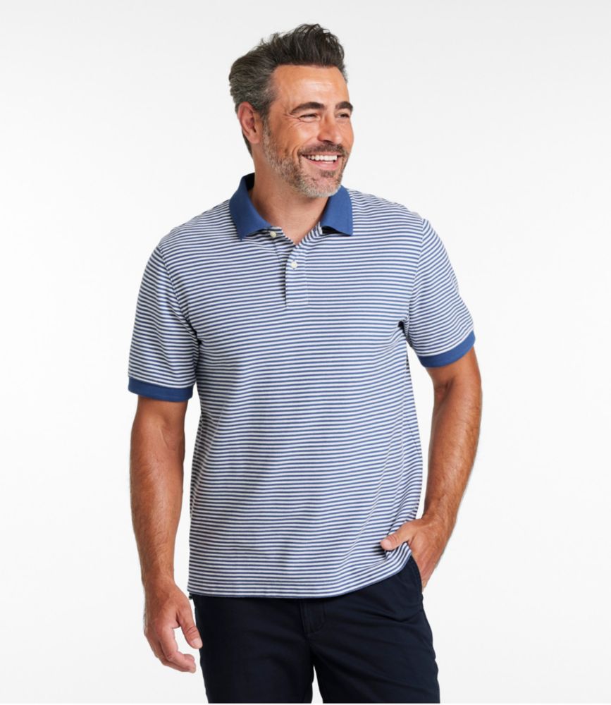 Men's Premium Double L® Polo, Banded Short-Sleeve Without Pocket Stripe