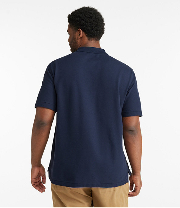 Men's Premium Double L Hemmed-Sleeve Polo with Pocket, Classic Navy, large image number 4