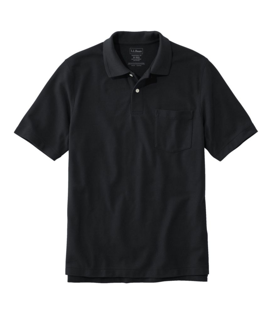 Men's Premium Double L Hemmed-Sleeve Polo with Pocket, Black, small image number 0