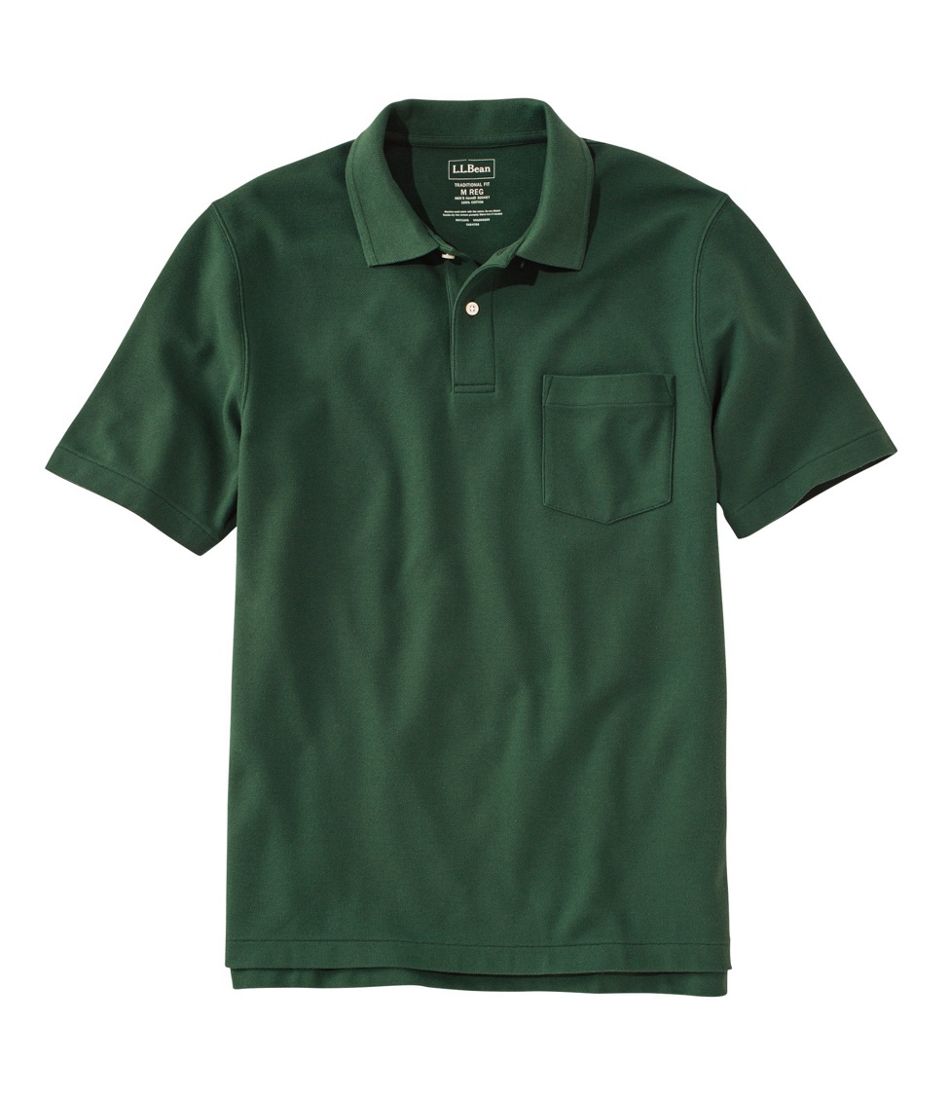 Men's Premium Double L Polo, Hemmed Short-Sleeve with Pocket Juniper Extra Large, Cotton | L.L.Bean