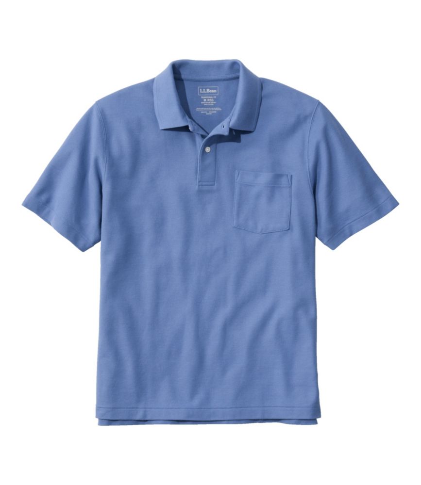 Men's Premium Double L Polo, Hemmed Short-Sleeve with Pocket Atlantic Blue Medium, Cotton | L.L.Bean