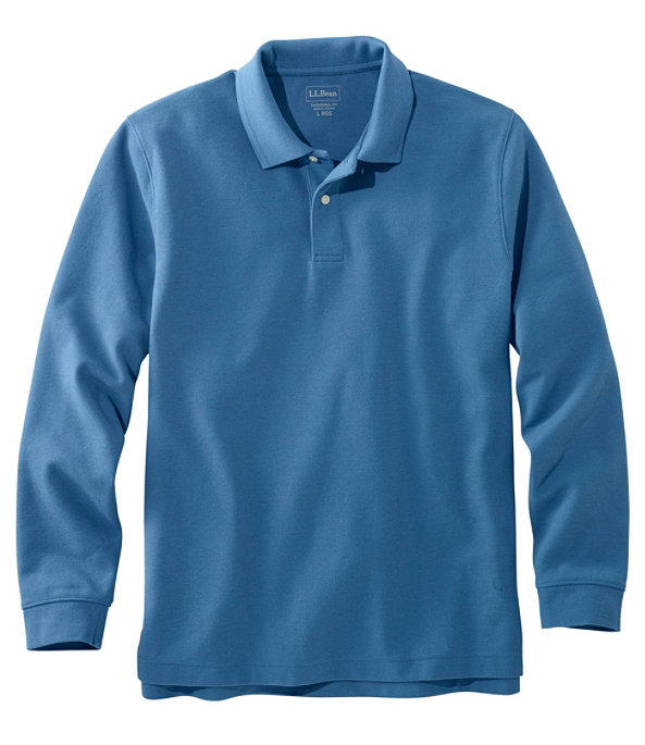 Premium Long-Sleeve Double L Polo, Marine Blue, large image number 0