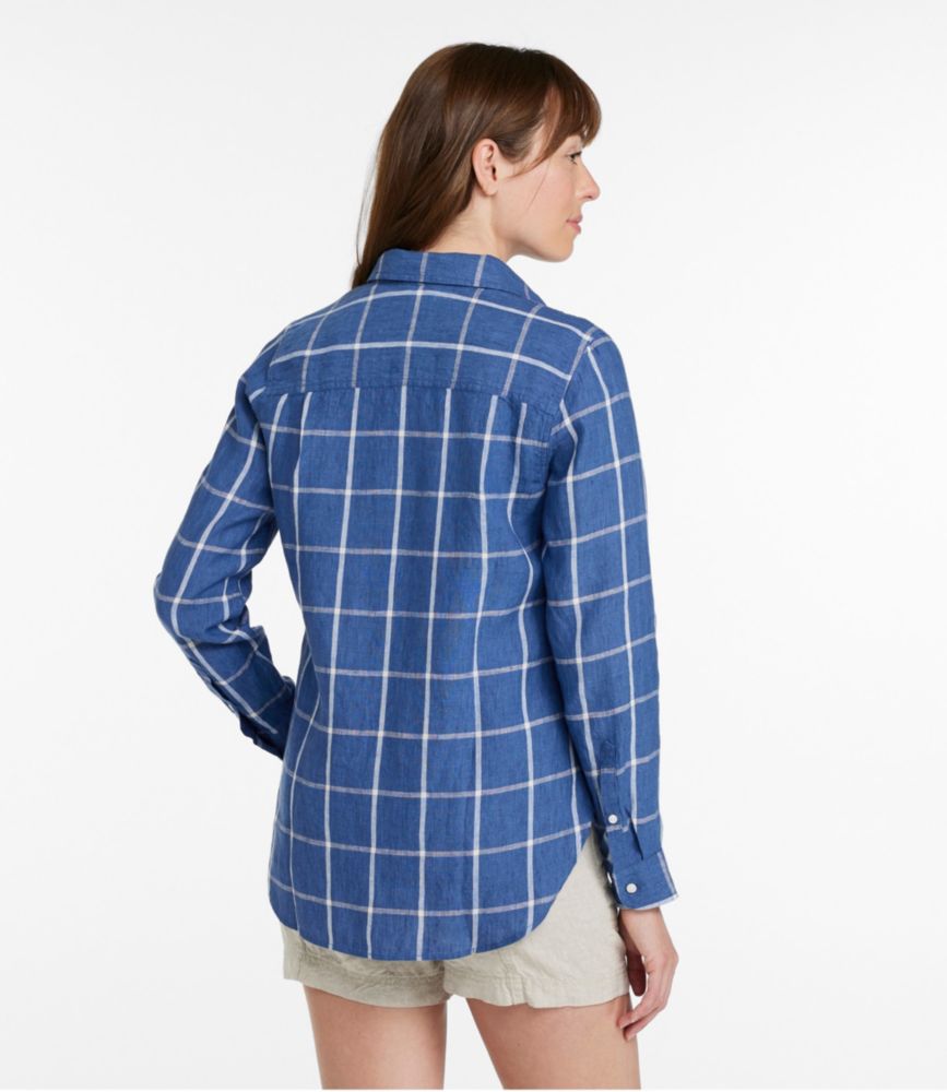 Women's Premium Washable Linen Shirt, Tunic Stripe, Arctic Blue Stripe, small image number 3