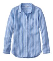 Women's Premium Washable Linen Shirt, Tunic Stripe