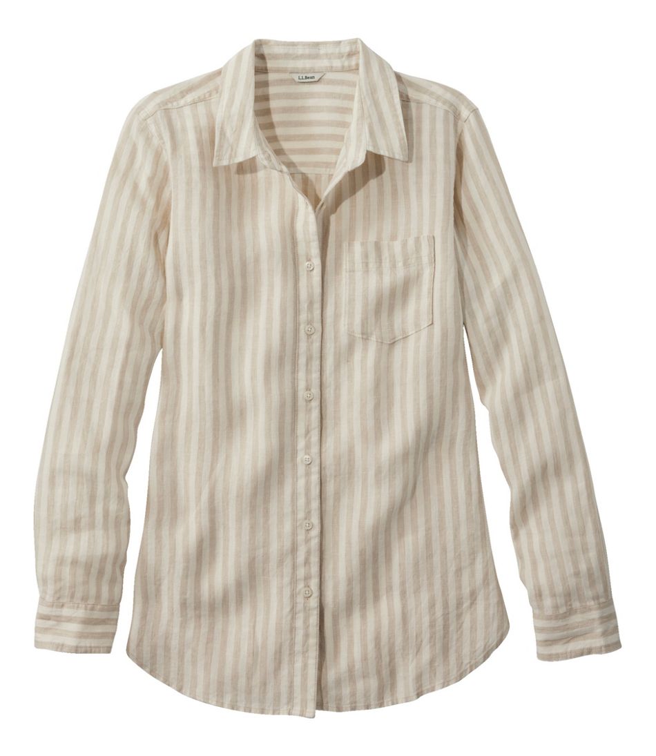 Women's Premium Washable Linen Shirt, Tunic Stripe | Shirts & Tops