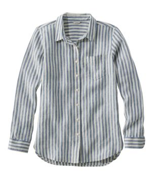 Women's Premium Washable Linen Shirt, Tunic Stripe