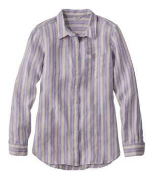 Women's Premium Washable Linen Shirt, Tunic Stripe