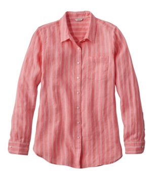 Women's Premium Washable Linen Shirt, Tunic Stripe