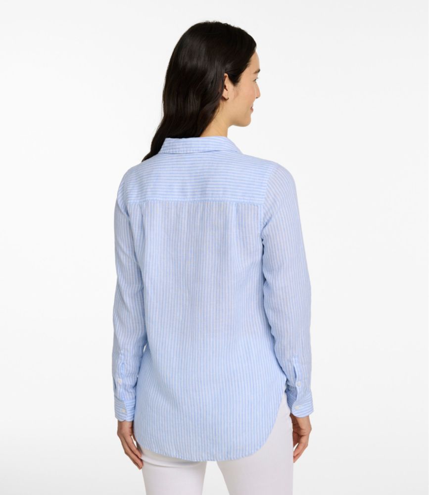Women's Premium Washable Linen Shirt, Tunic Stripe