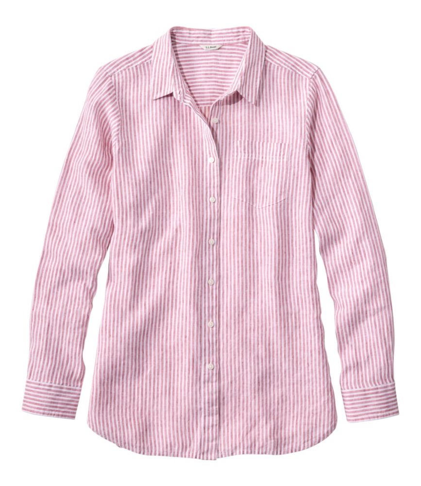 Women's Premium Washable Linen Shirt, Tunic Stripe