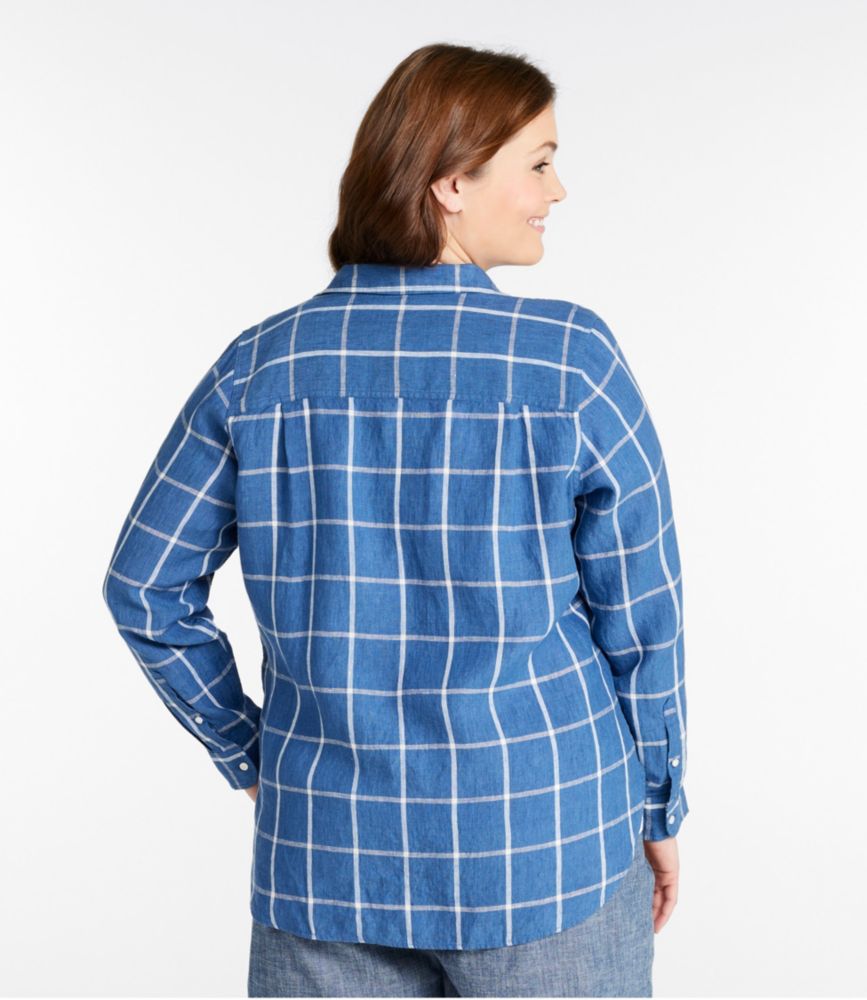 Women's Premium Washable Linen Shirt, Tunic Stripe, Arctic Blue Stripe, small image number 3