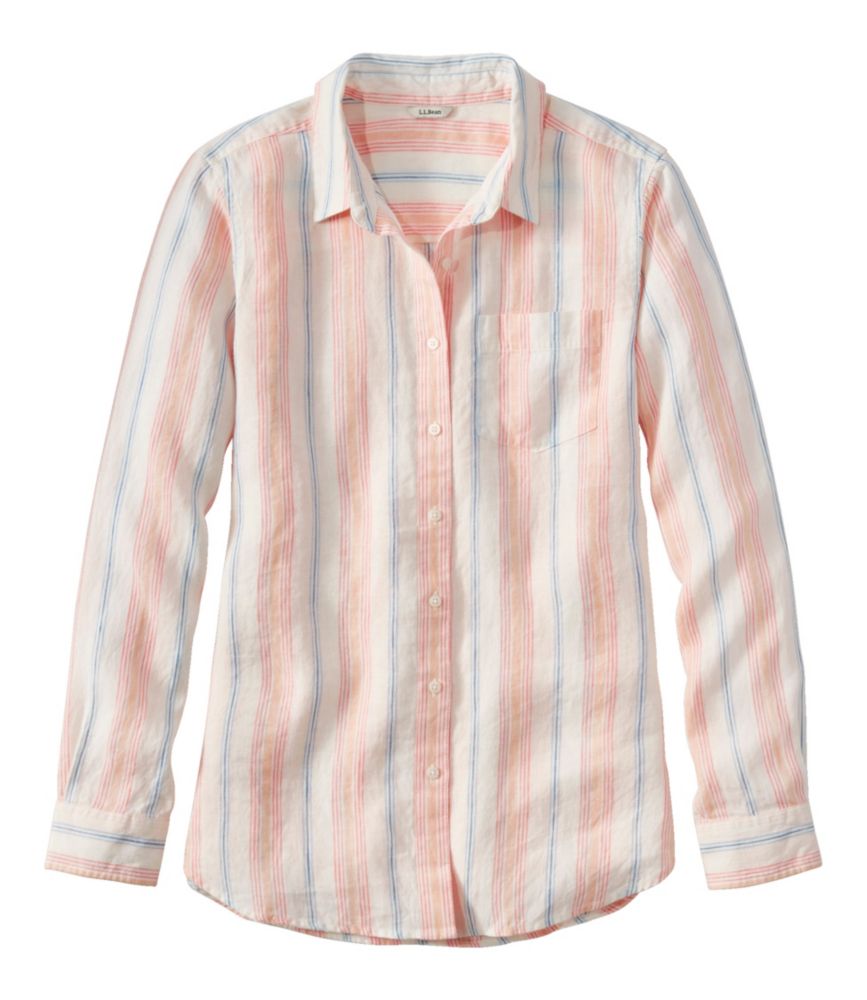 Women's Premium Washable Linen Shirt, Tunic Stripe