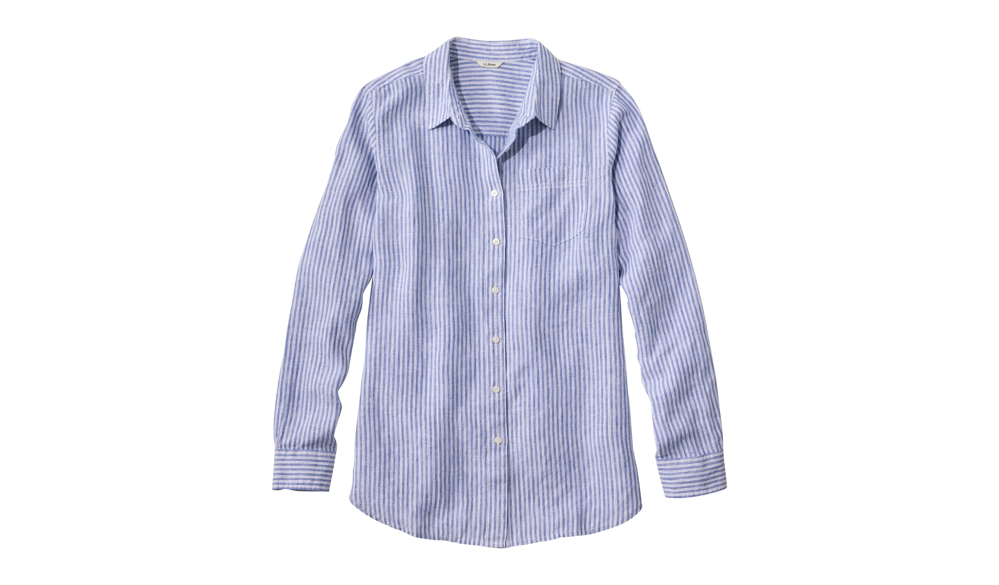 Women's Premium Washable Linen Shirt, Tunic Stripe