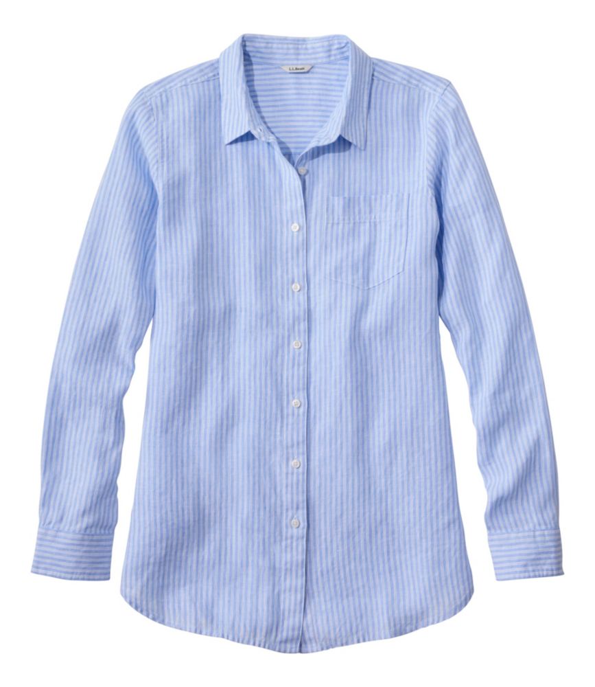 Women's Premium Washable Linen Shirt, Tunic Stripe
