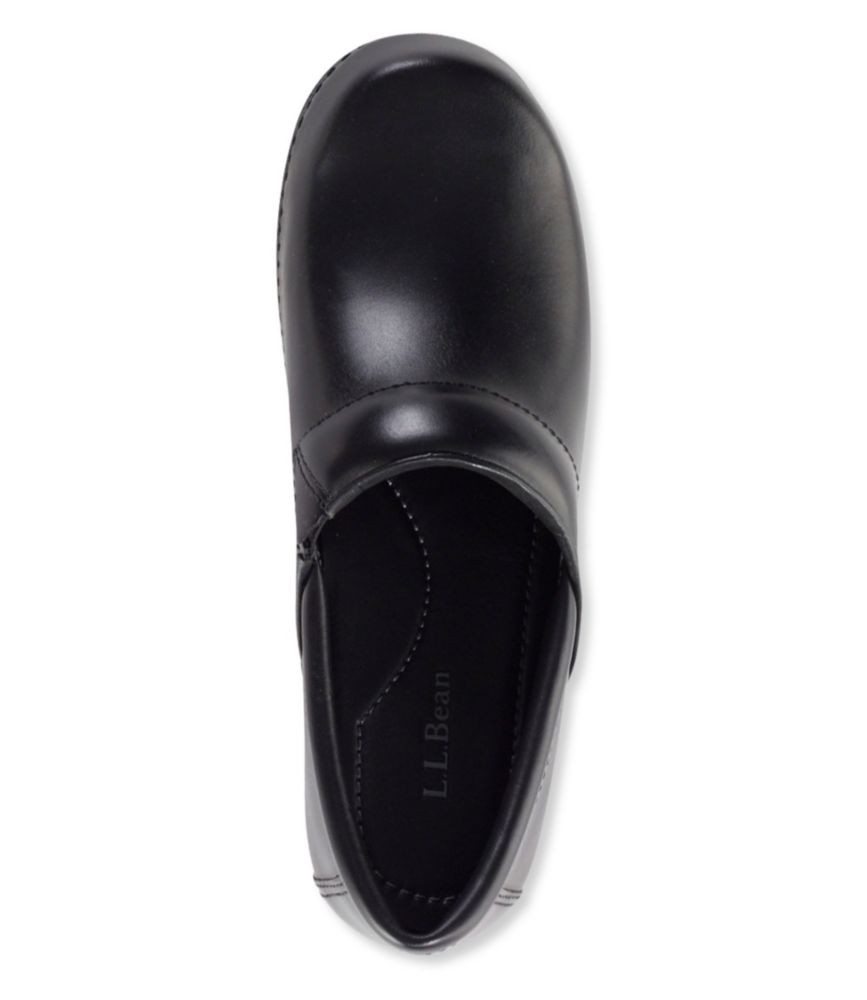 ladies black leather clogs