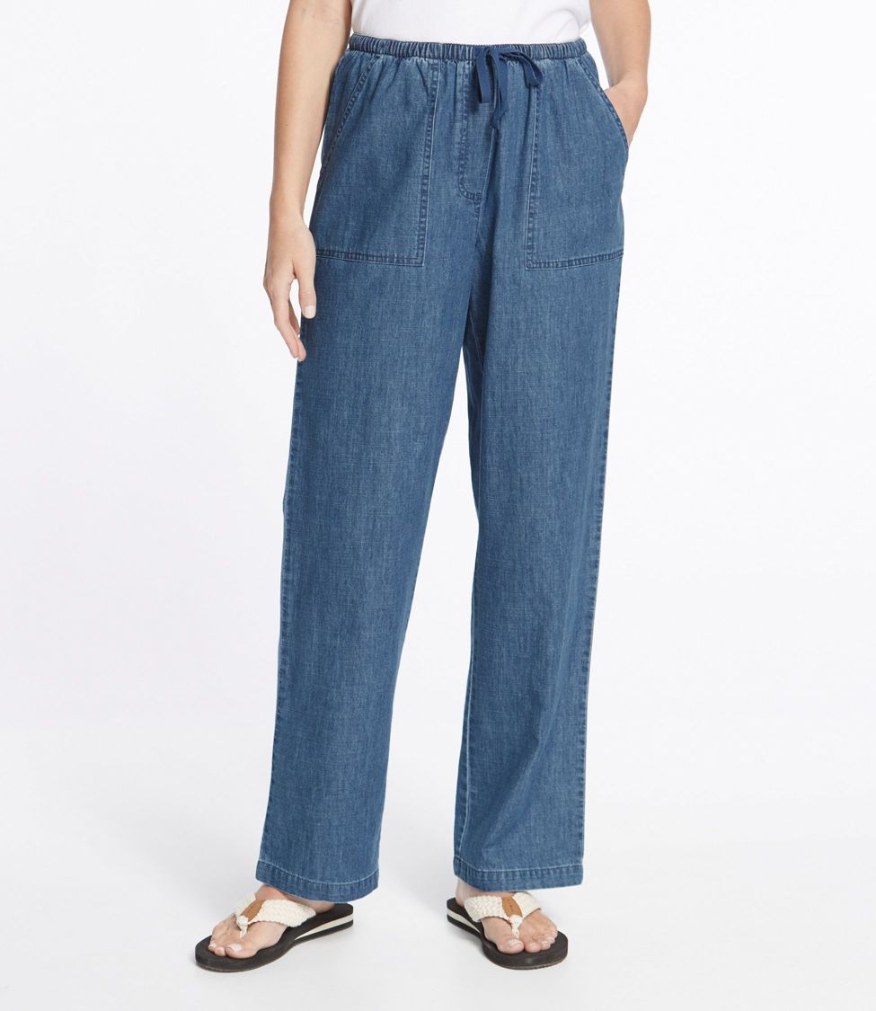 Women's Sunwashed Denim Pants, Straight-Leg at L.L. Bean