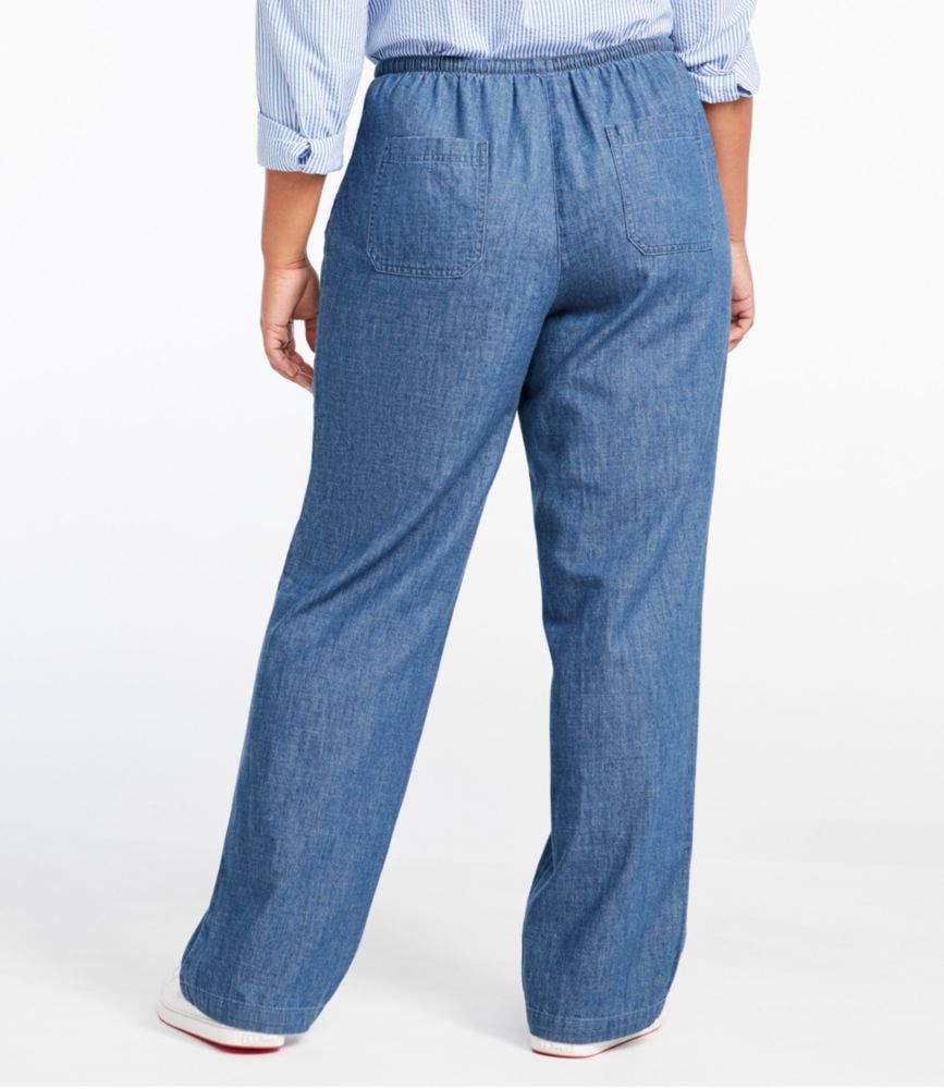 Women's Sunwashed Denim Pants, Straight-Leg