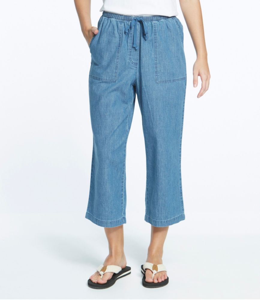 Women's Sunwashed Pants, Denim Straight-Leg Crop, Stonewashed, small image number 2