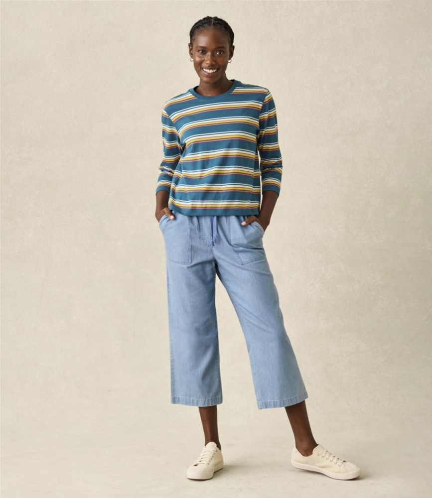 Women's Sunwashed Pants, Denim Straight-Leg Crop, , small image number 4