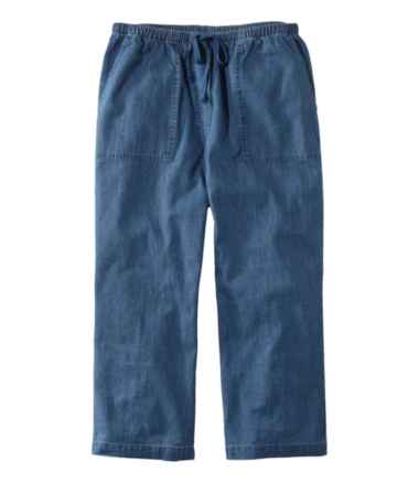 Women's Sunwashed Pants, Denim Straight-Leg Crop
