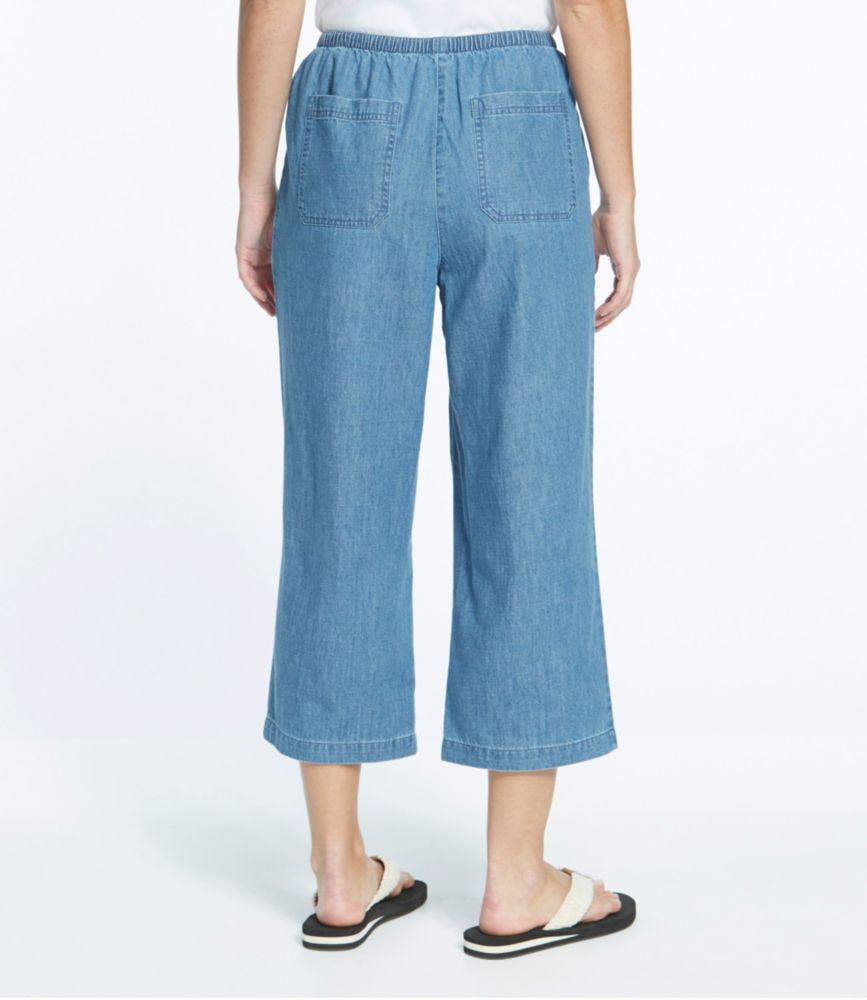 Women's Sunwashed Pants, Denim Straight-Leg Crop