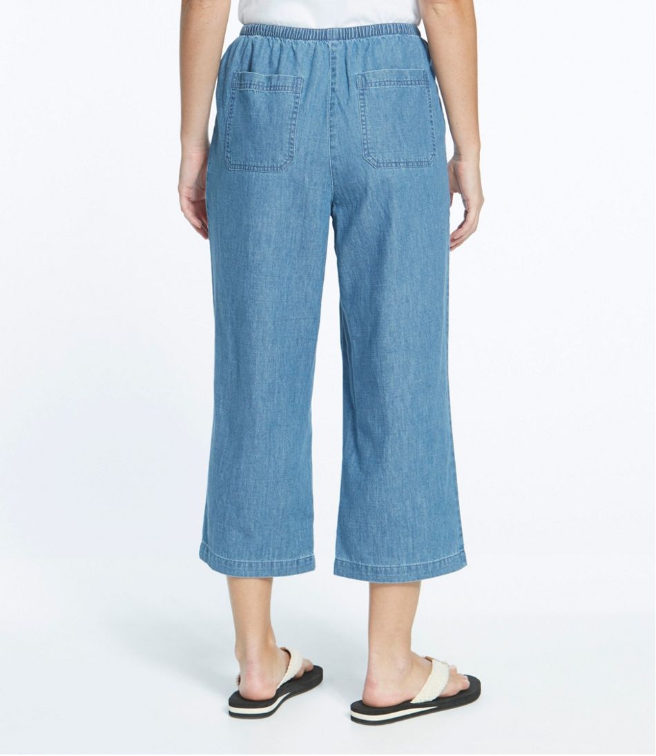 Women's Sunwashed Pants, Denim Straight-Leg Crop | Cropped & Capri at L ...