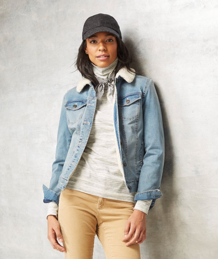 womens jean jacket with sherpa lining