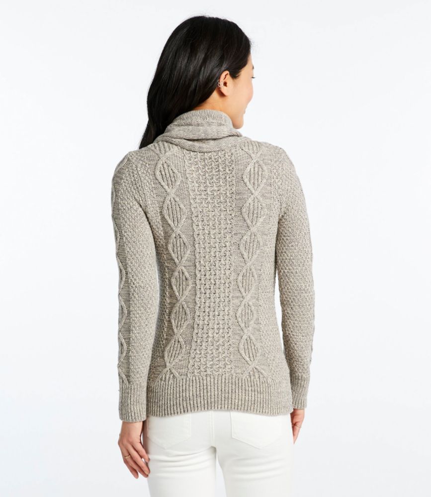 Women's Signature Cotton Funnelneck Sweater, Saddle, small image number 3