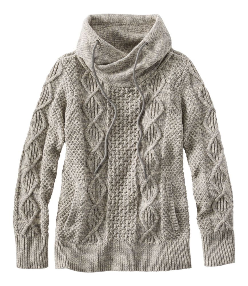 Women's Signature Cotton Funnelneck Sweater, Frost Gray Marl, small image number 1