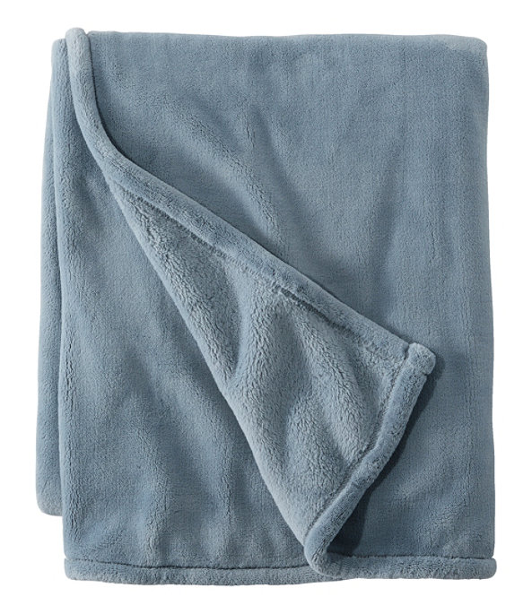 Lands' End Cozy Plush Fleece Throw Blanket, Size: Regular No Sz, Blue