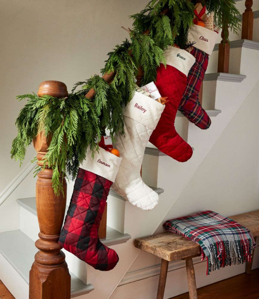 Classic Velvet Christmas Stocking, Red/Black Buffalo Check, small image number 2