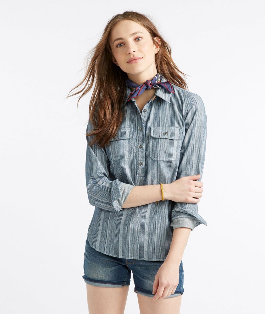 womens denim popover shirt