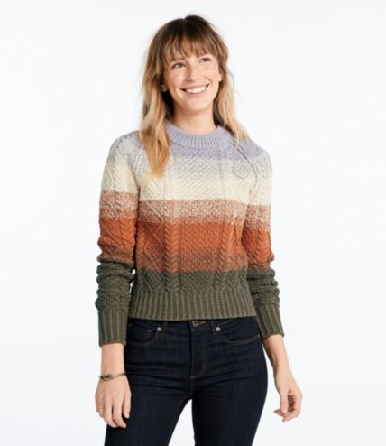 Women's Signature Cotton Fisherman Sweater, Stripe | Free Shipping at L ...