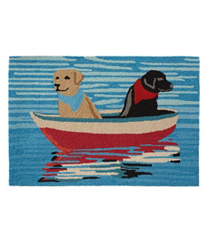 Indoor/Outdoor Vacationland Rug, Row Boat Dogs