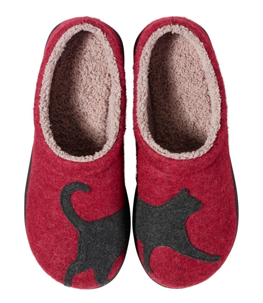 Women's Daybreak Scuffs, Motif, Deepest Red/Charcoal Cat, small image number 1