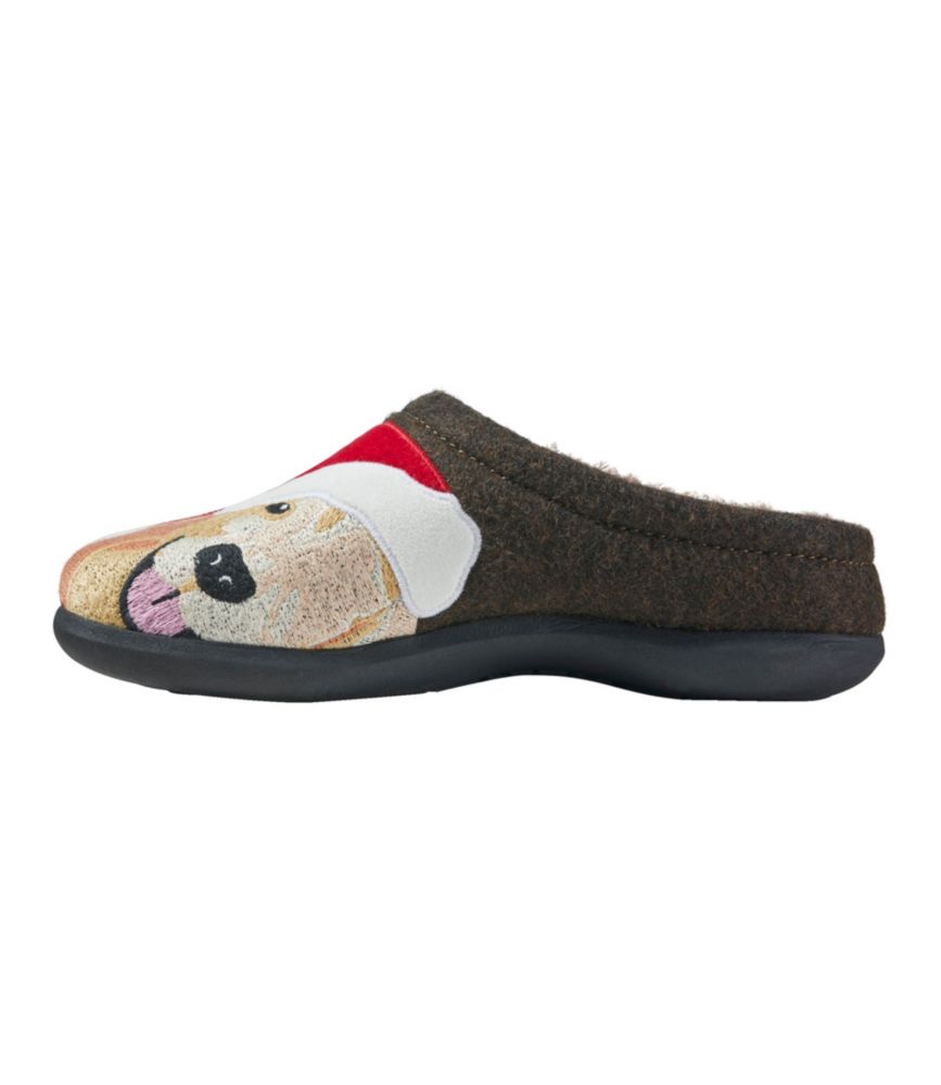 Women's Daybreak Scuffs, Motif, Bean Boot Brown/Golden RetrieverSantaHat, small image number 2