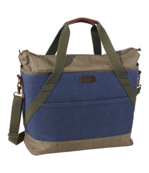 Leather-Handle Katahdin Boat and Tote Blue/Natural Large, Canvas Canvas/Leather | L.L.Bean