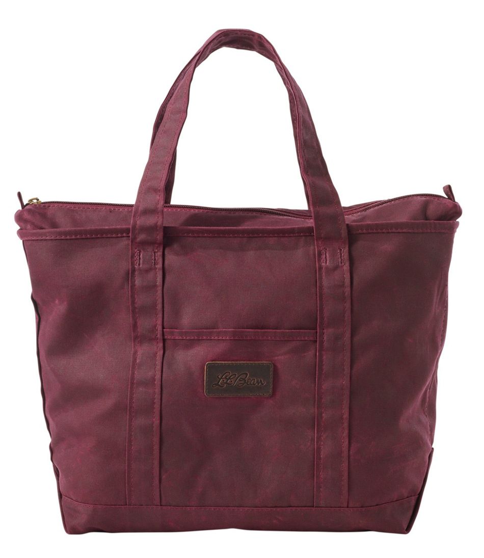 Lands' End Large Waxed Canvas Tote Bag - Brown