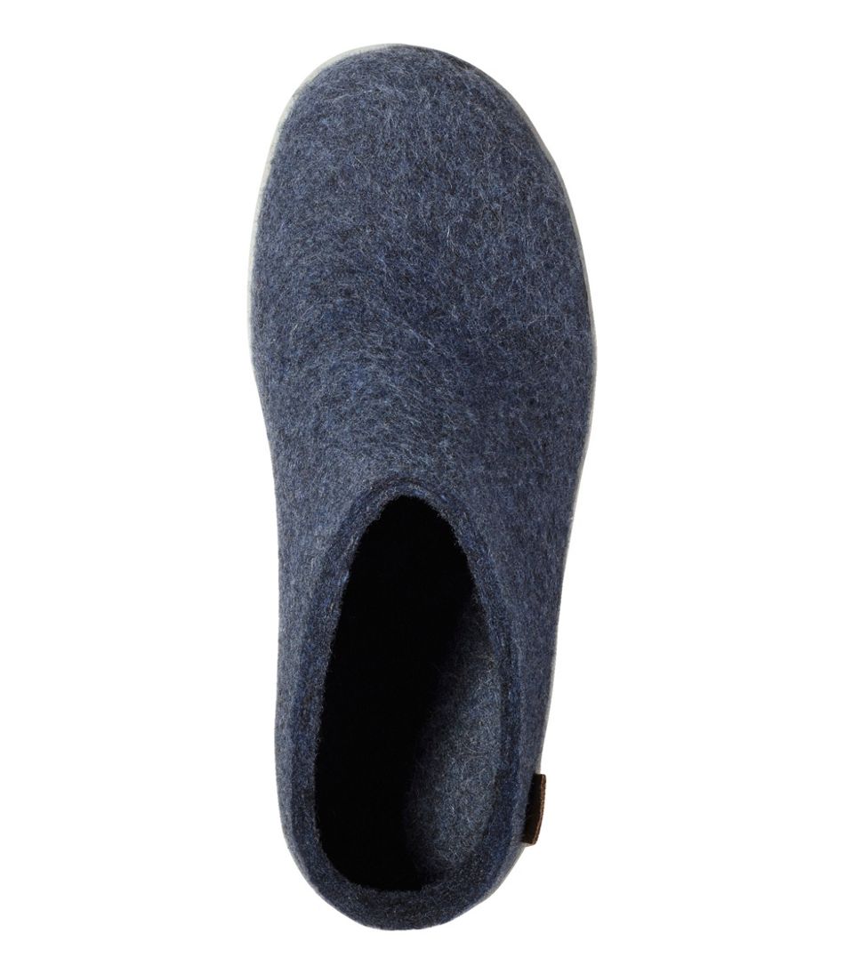Adults' Glerups Wool Slippers, Open Heel Rubber Outsoles