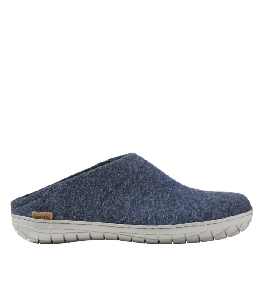 Adults' Glerups Wool Slippers, Open Heel Rubber Outsoles