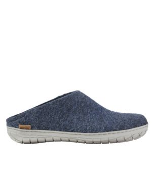 Adults' Glerups Wool Slippers, Open Heel Rubber Outsoles