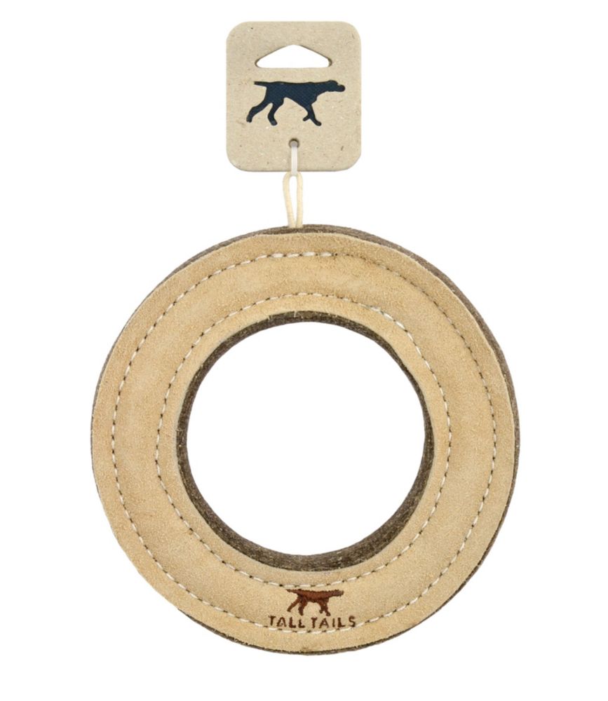 Natural Leather & Wool Ring Dog Toy