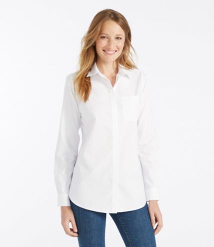 Women's Wrinkle-Free Pinpoint Oxford Tunic, Long-Sleeve Slightly Fitted