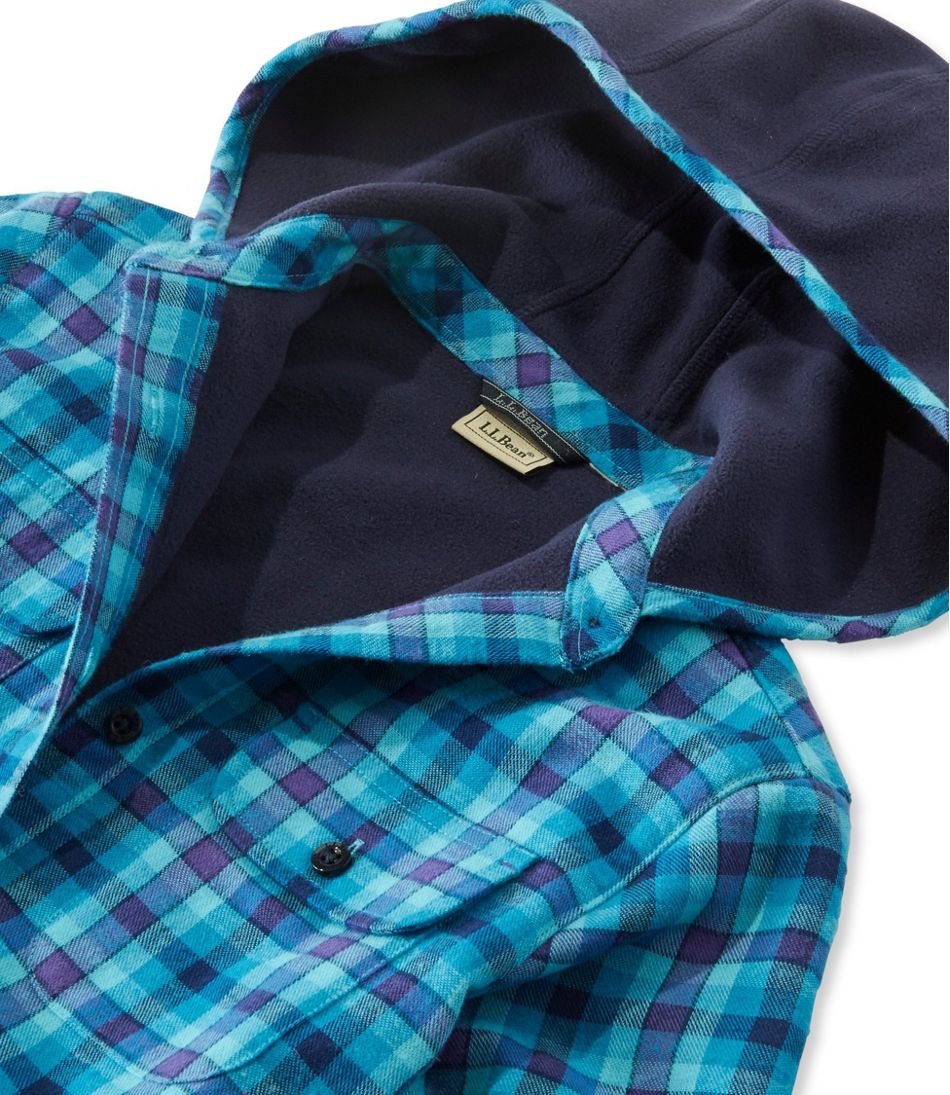 Girls' Fleece-Lined Flannel Shirt, Hooded Plaid | Tops at L.L.Bean
