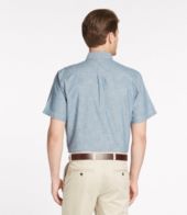 Men's Comfort Stretch Chambray Shirt, Traditional Untucked Fit, Short-Sleeve