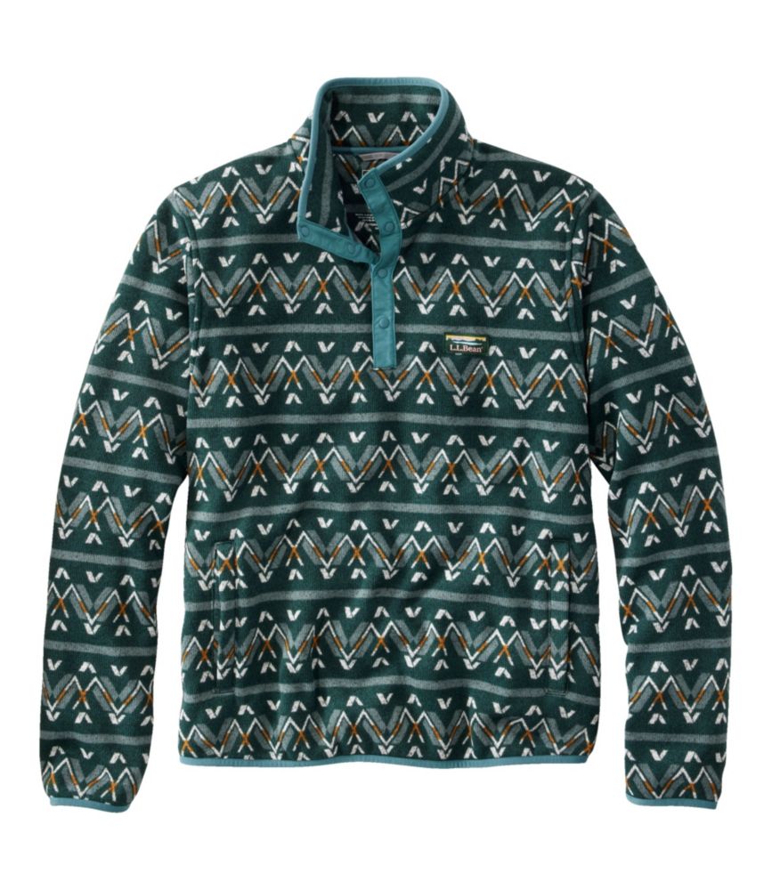 Men's L.L.Bean Sweater Fleece Pullover, Print, Dark Pine Mountain Geo, small image number 1