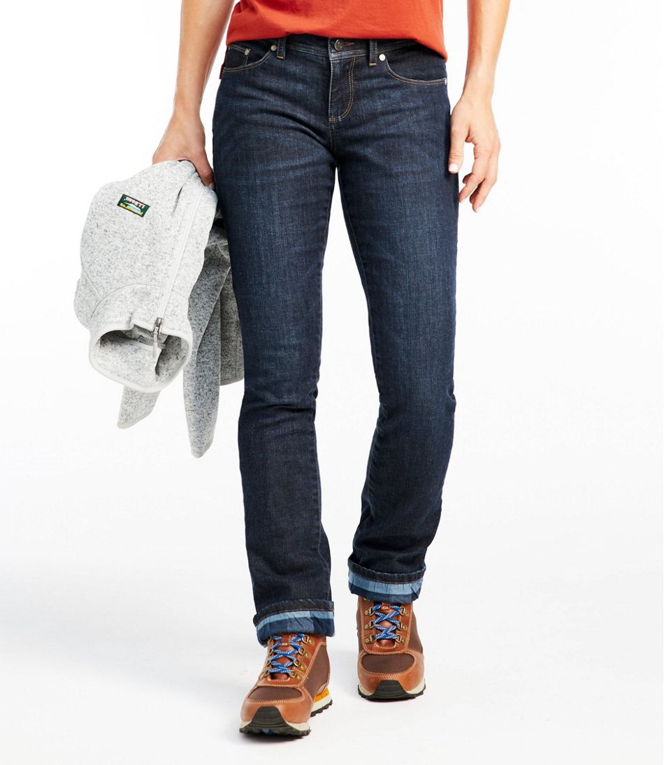 Women's L.L Bean Flannel Lined Jeans Double L Relaxed Fit sz 8P 