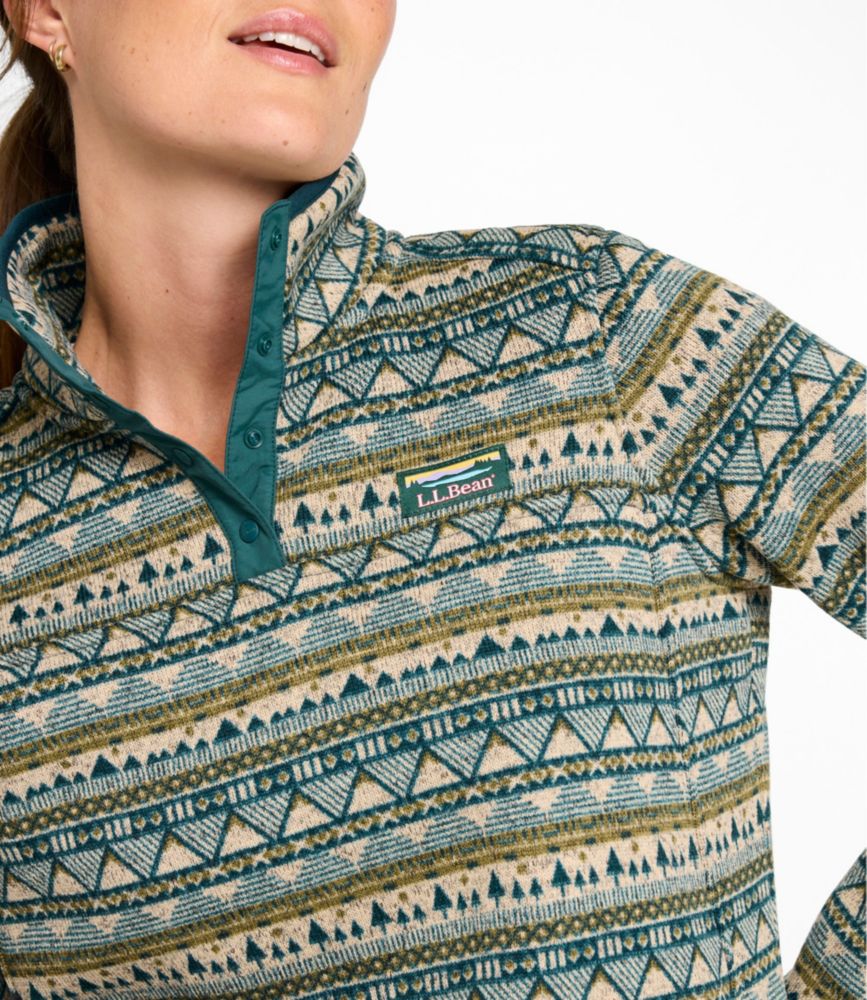 Women's L.L.Bean Sweater Fleece Pullover, Print, Classic Navy Vintage Snowflake, small image number 7